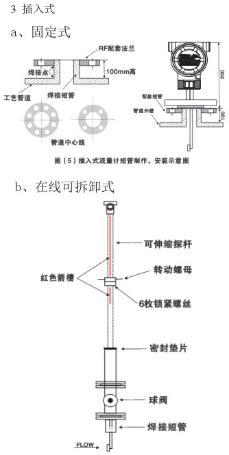 液氮流量計(jì)插入式安裝示意圖