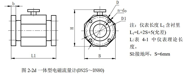 dn400污水流量計(jì)外形尺寸圖二